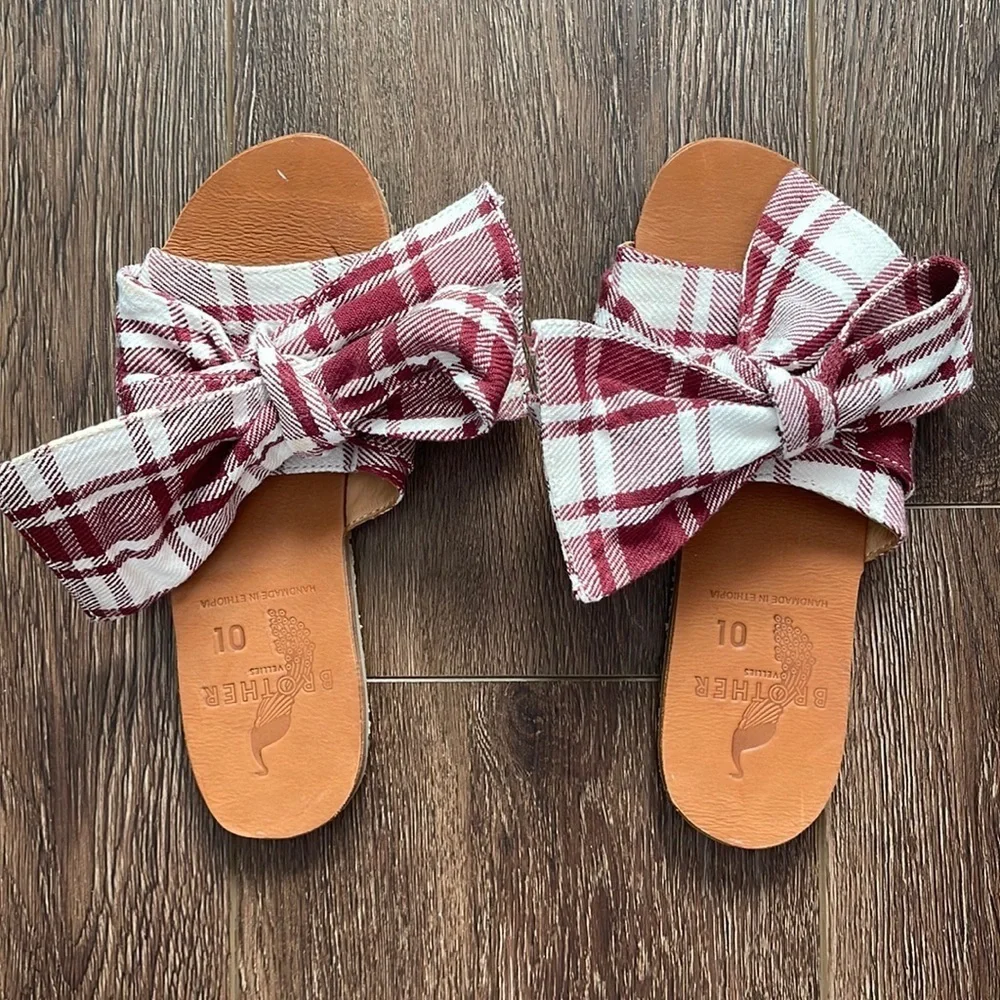 BROTHER VELLIES Stripe Topanga Picnic Canvas Burkina Slide Sandals 10